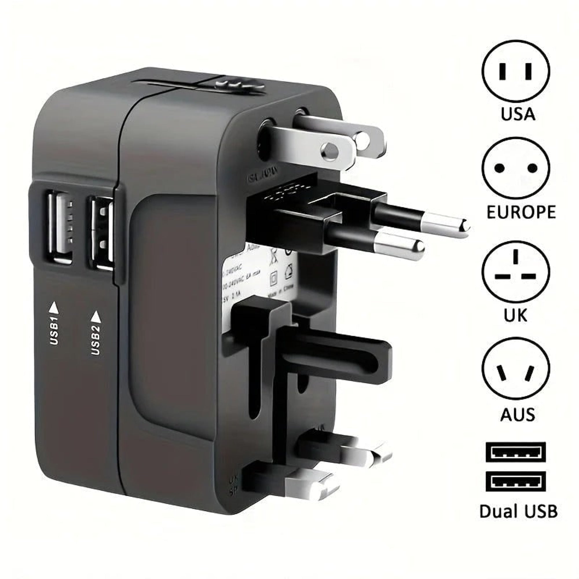 International Travel Adapter With Dual USB Charging Ports - Image 2