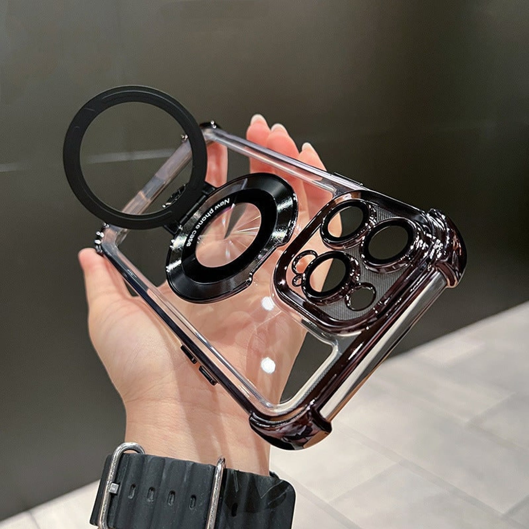 iPhone Case With Magnetic Bracket Anti-Drop Protection For Wireless Charging - Image 1