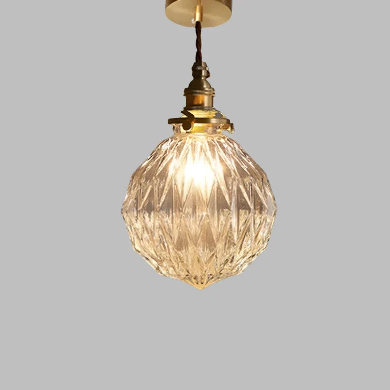 Vintage Copper Glass Globe Pendant Light 1-Light Lasson Living