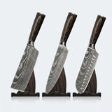 Japanese Damascus 3-Piece Knife Set With Hand-Forged Blades And Wooden Handles - Image 2