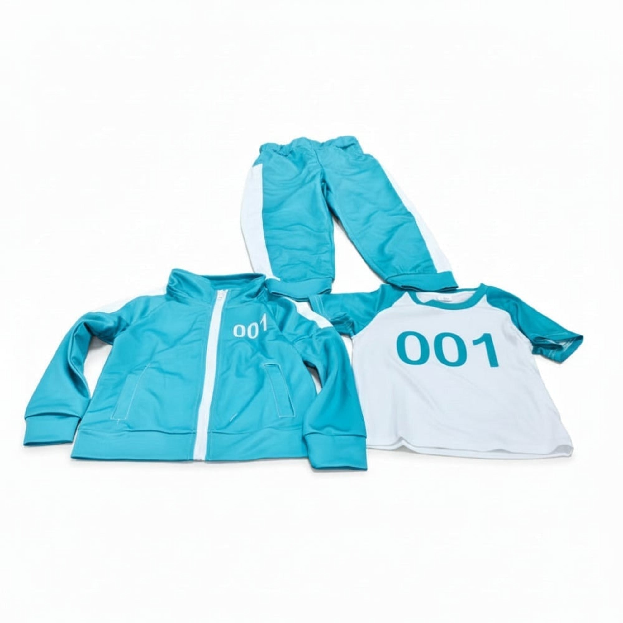 Kids Halloween Costume Tracksuit Three-Piece Set With Numbers And Side Stripes - Image 2