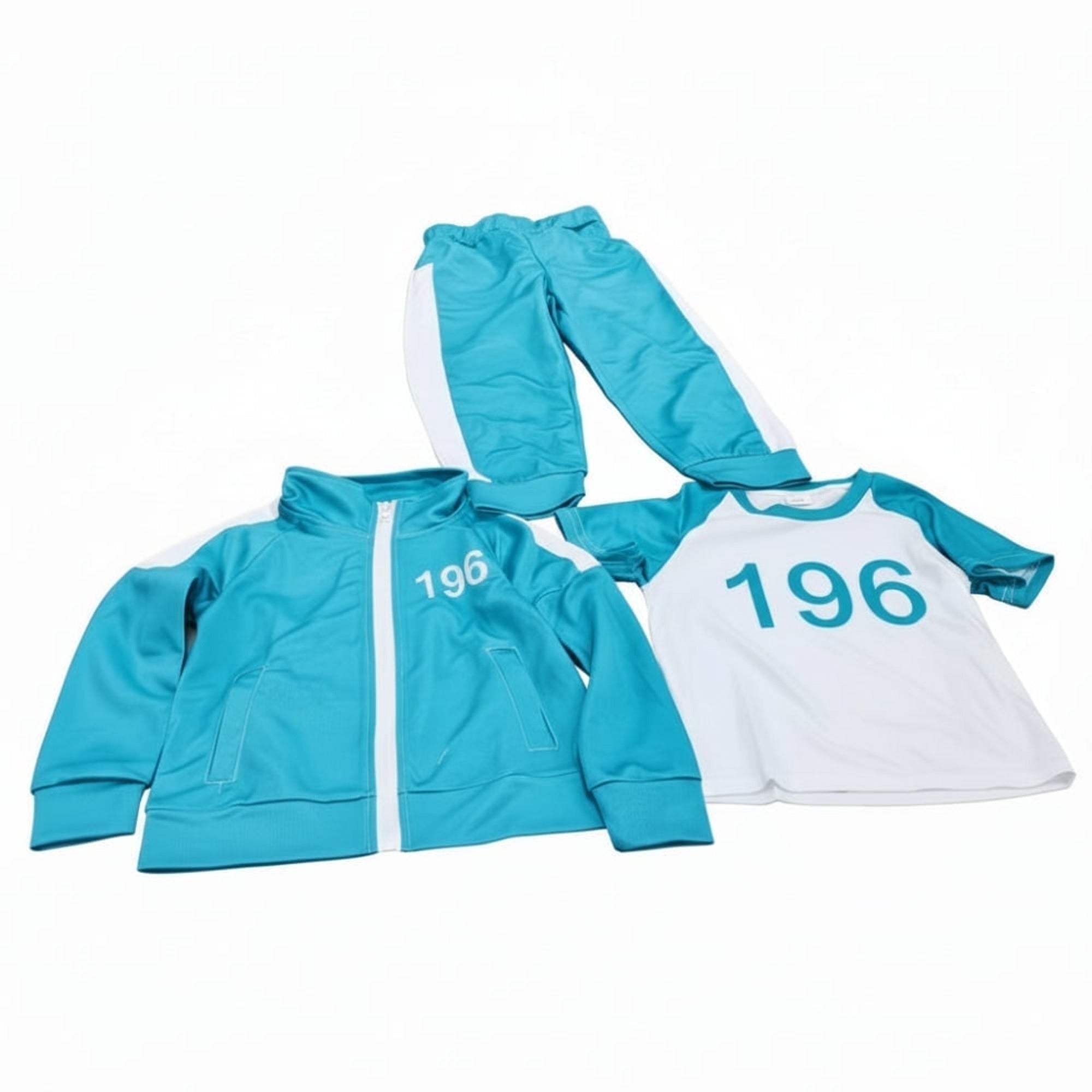 Kids Halloween Costume Tracksuit Three-Piece Set With Numbers And Side Stripes - Image 12