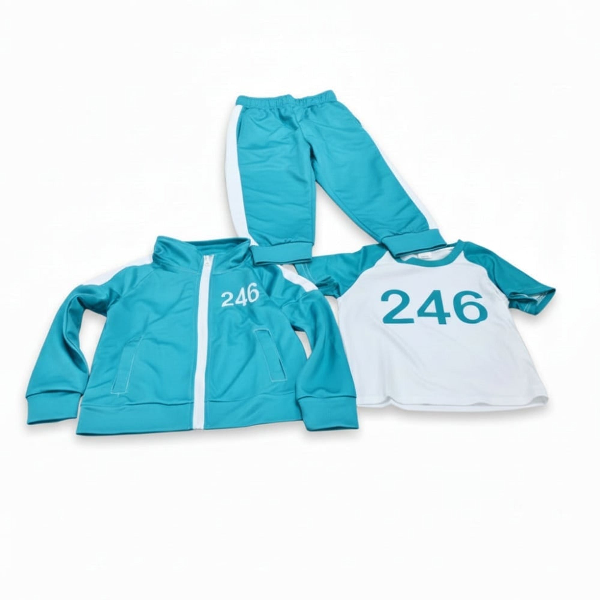 Kids Halloween Costume Tracksuit Three-Piece Set With Numbers And Side Stripes - Image 7
