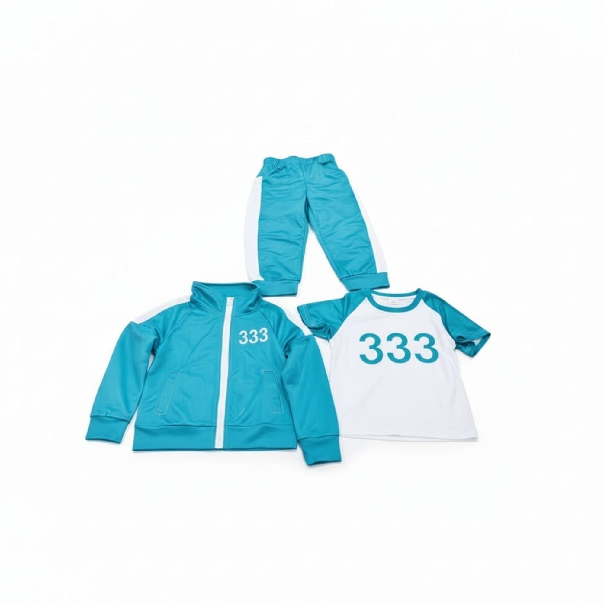 Kids Halloween Costume Tracksuit Three-Piece Set With Numbers And Side Stripes - Image 8