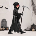 Kids' Halloween Grim Reaper Costume Hooded Robe Set With Glowing Eye Effect And Accessories - Image 2