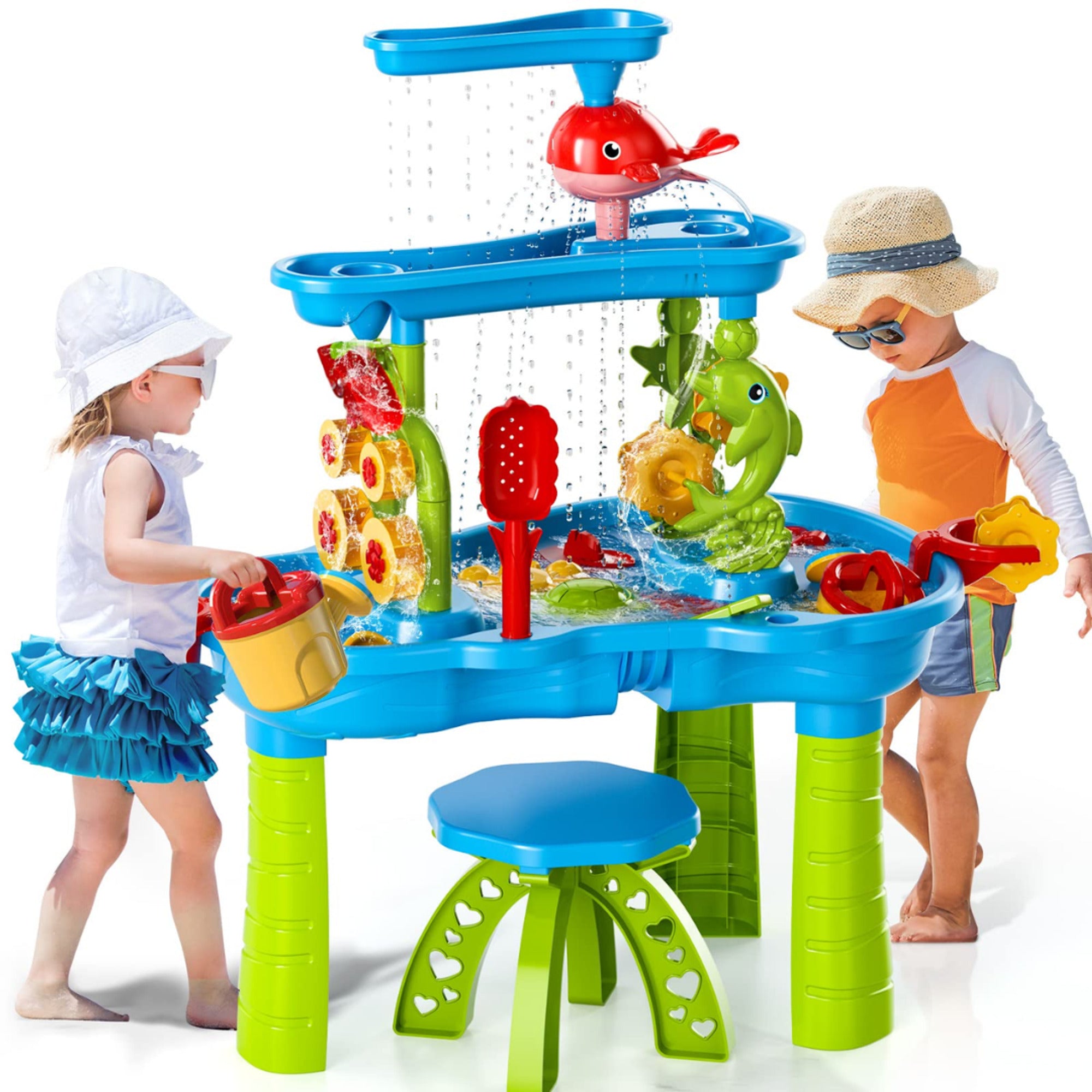 Kids' Sand And Water Table With Multi-Tier Design And 15 Accessories - Image 1