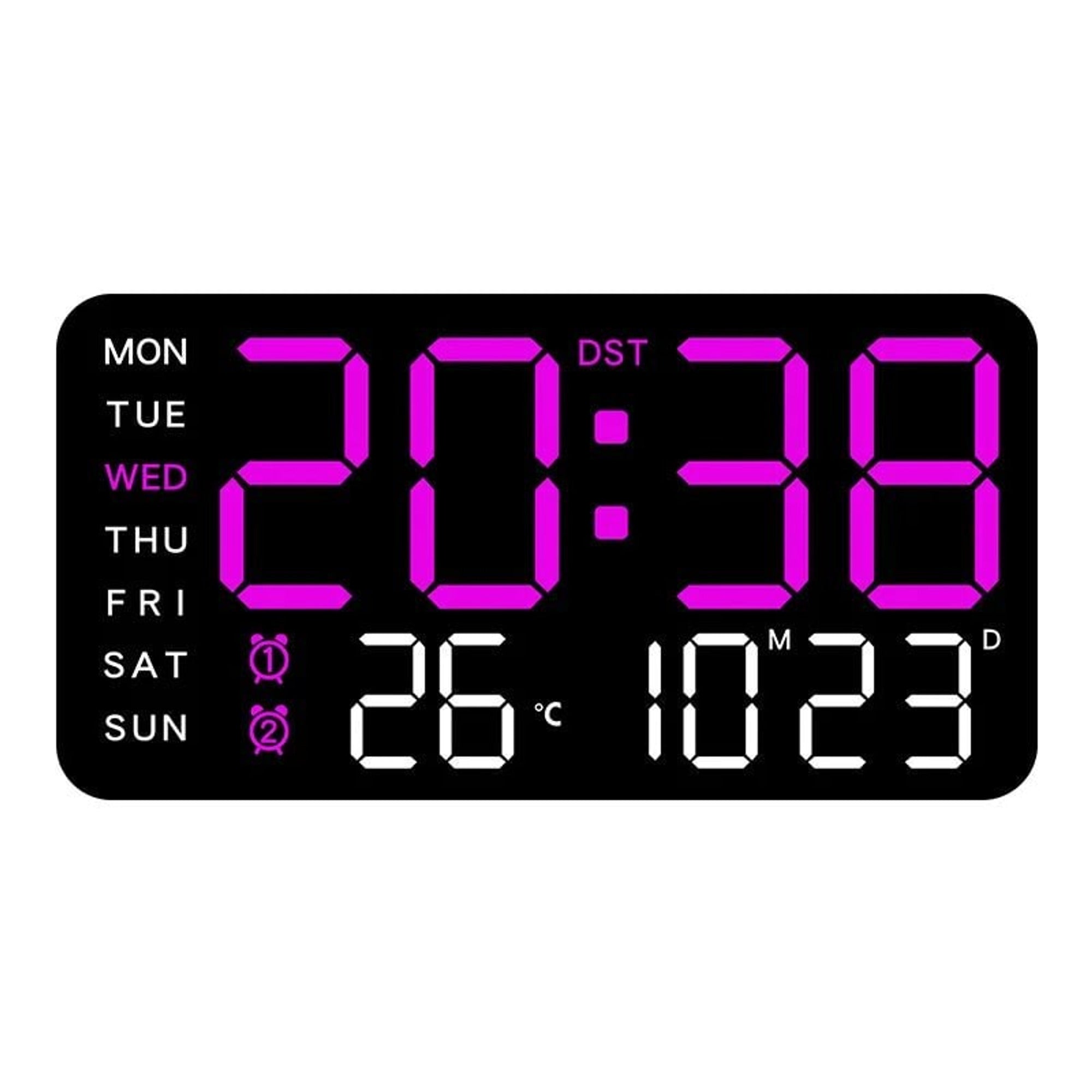 Large Display Digital Wall Clock With Temperature And Dual Alarm - Image 7