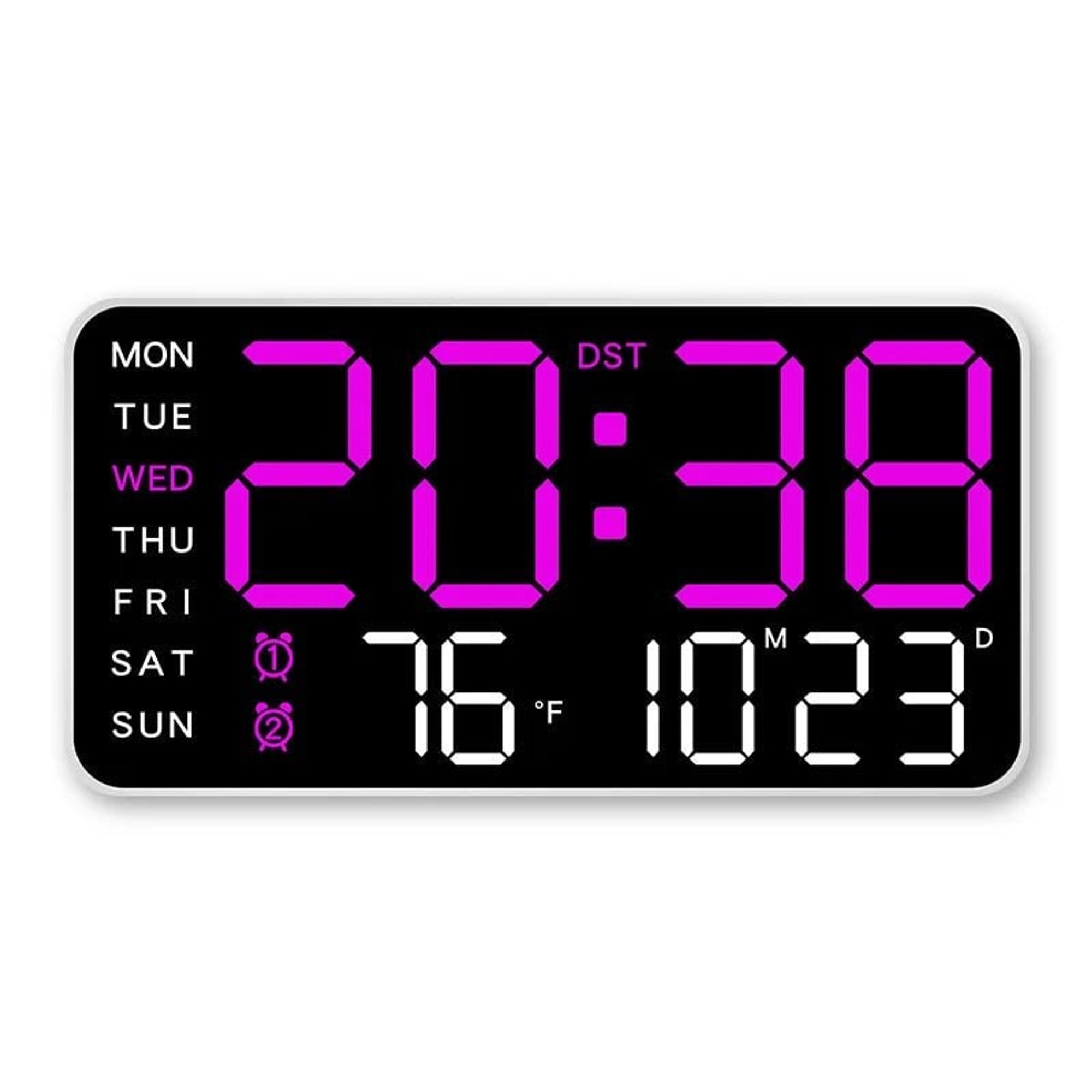 Large Display Digital Wall Clock With Temperature And Dual Alarm - Image 5