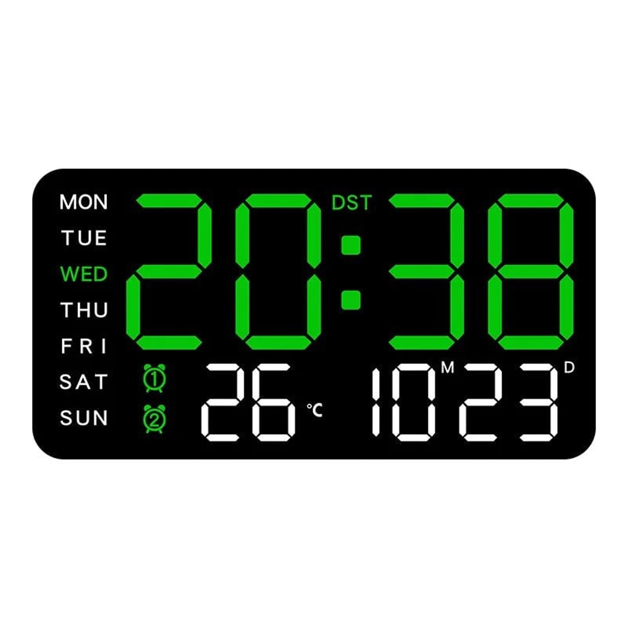 Large Display Digital Wall Clock With Temperature And Dual Alarm - Image 3