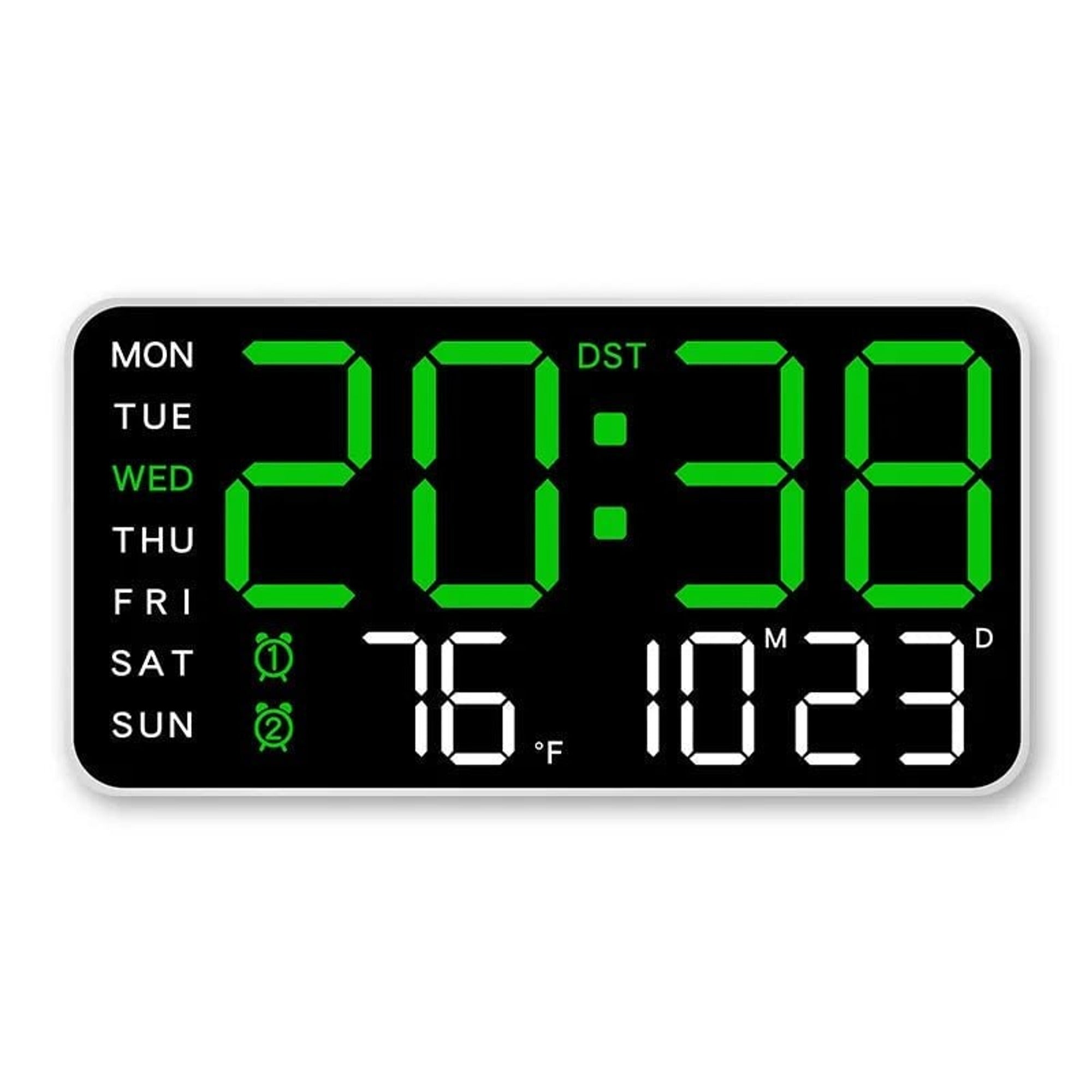 Large Display Digital Wall Clock With Temperature And Dual Alarm - Image 4