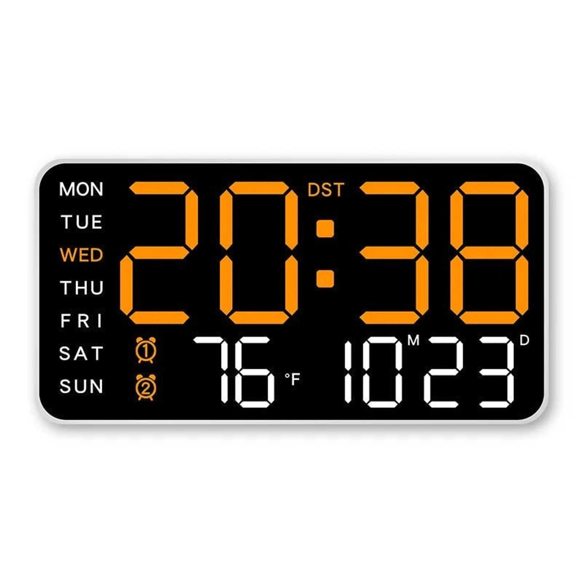 Large Display Digital Wall Clock With Temperature And Dual Alarm - Image 6