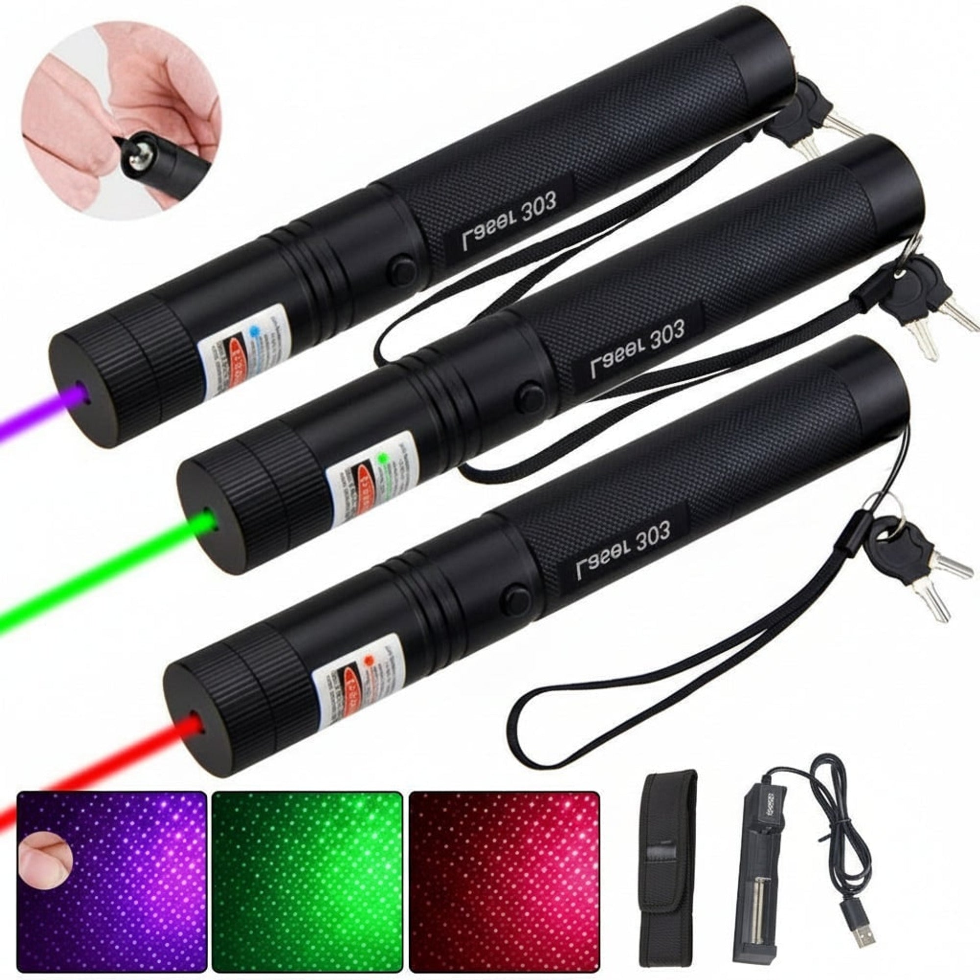 Laser Pointer Pen High Power With Adjustable Focus Ring Safety Key Lock And Rechargeable USB Battery - Image 5