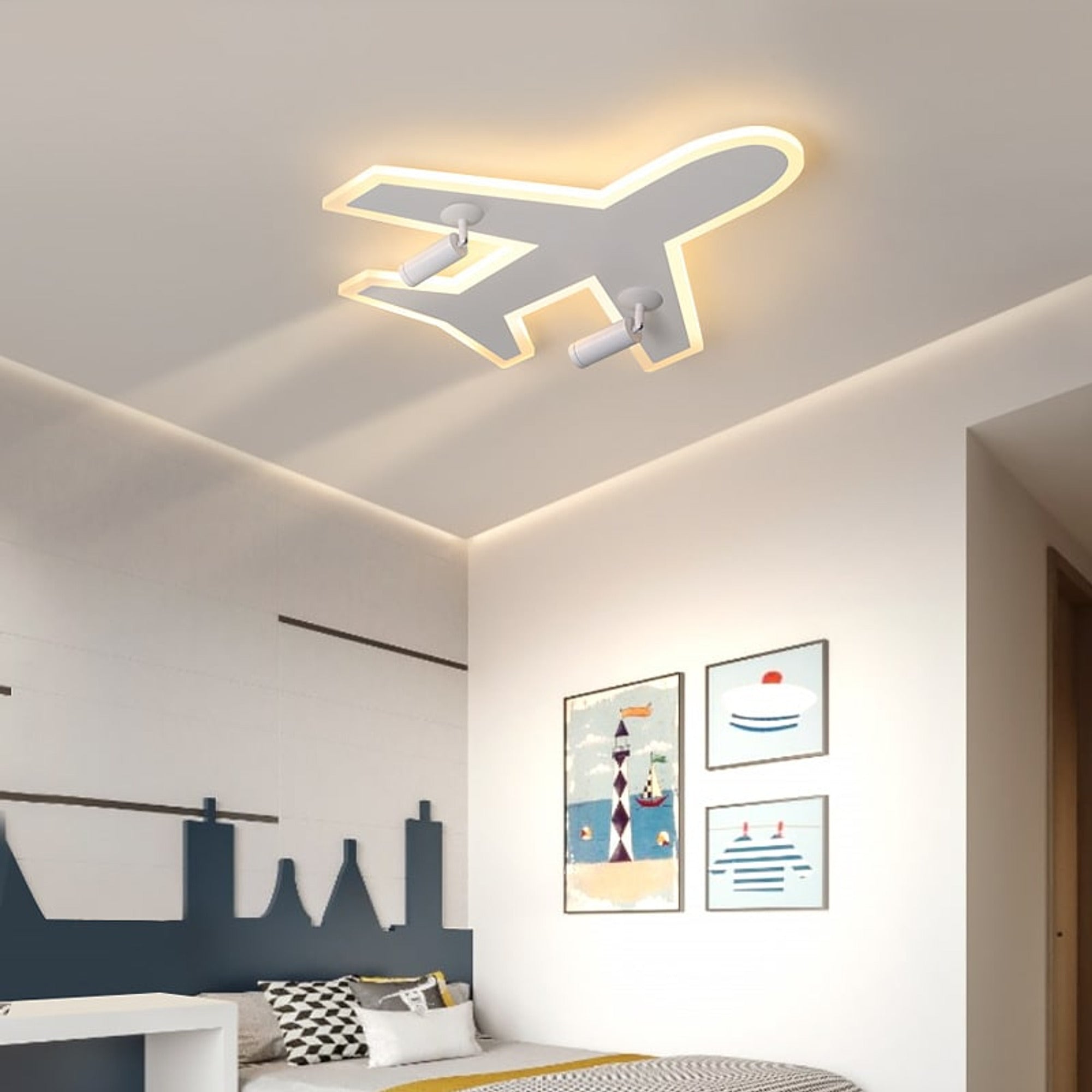 LED Ceiling Lamp Airplane Shape Acrylic With Control - Image 1