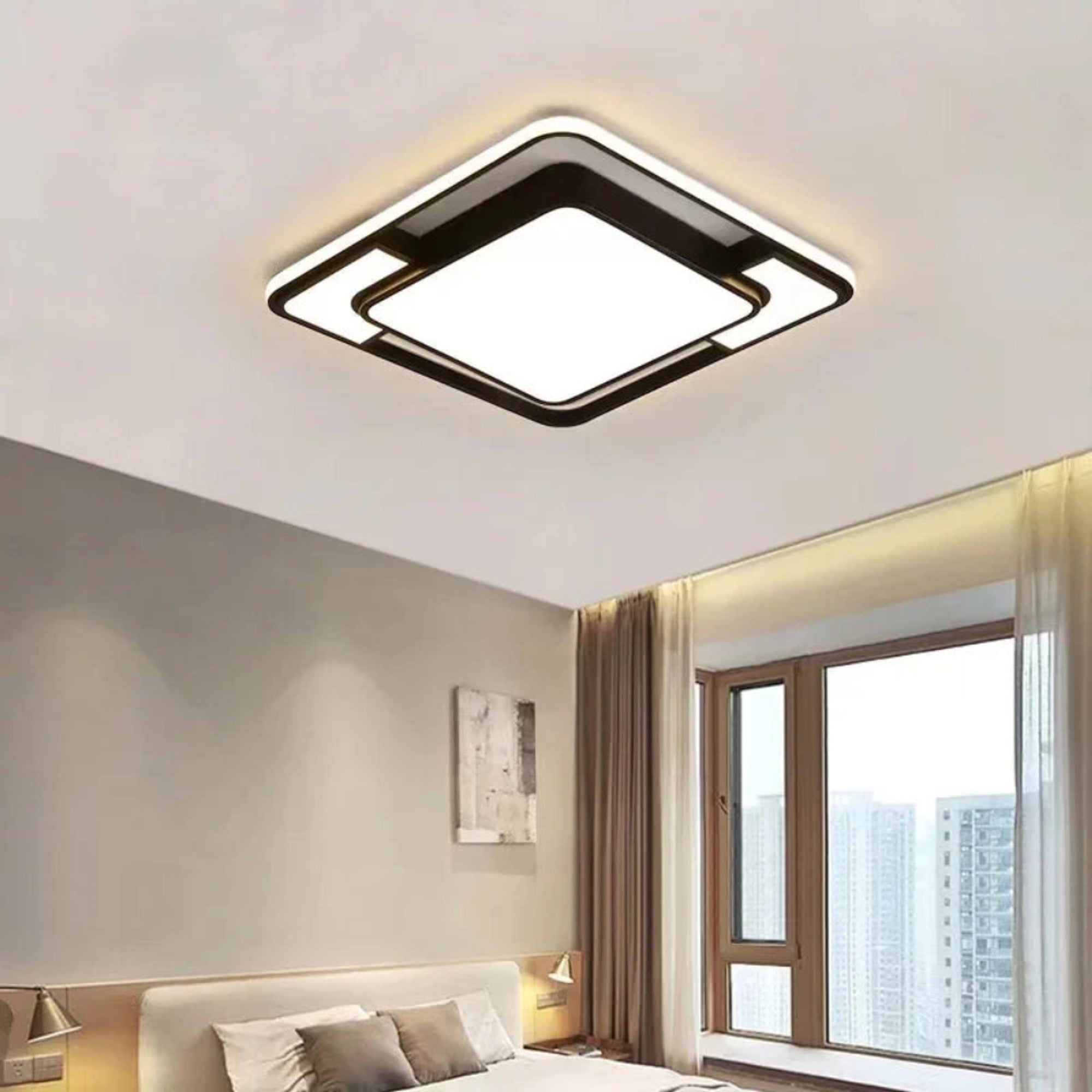 LED Ceiling Light Geometric Dimmable Circular In White - Image 4