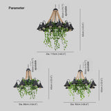 LED Chandeliers Black Industrial Metal Chandelier With Artificial Plants - Image 4