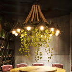 LED Chandeliers Black Industrial Metal Chandelier With Artificial Plants - Image 3