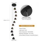 LED Chandeliers Black Staircase Metal Dimmable Remote Control Chandelier - Image 3