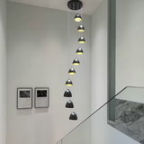 LED Chandeliers Black Staircase Metal Dimmable Remote Control Chandelier - Image 6
