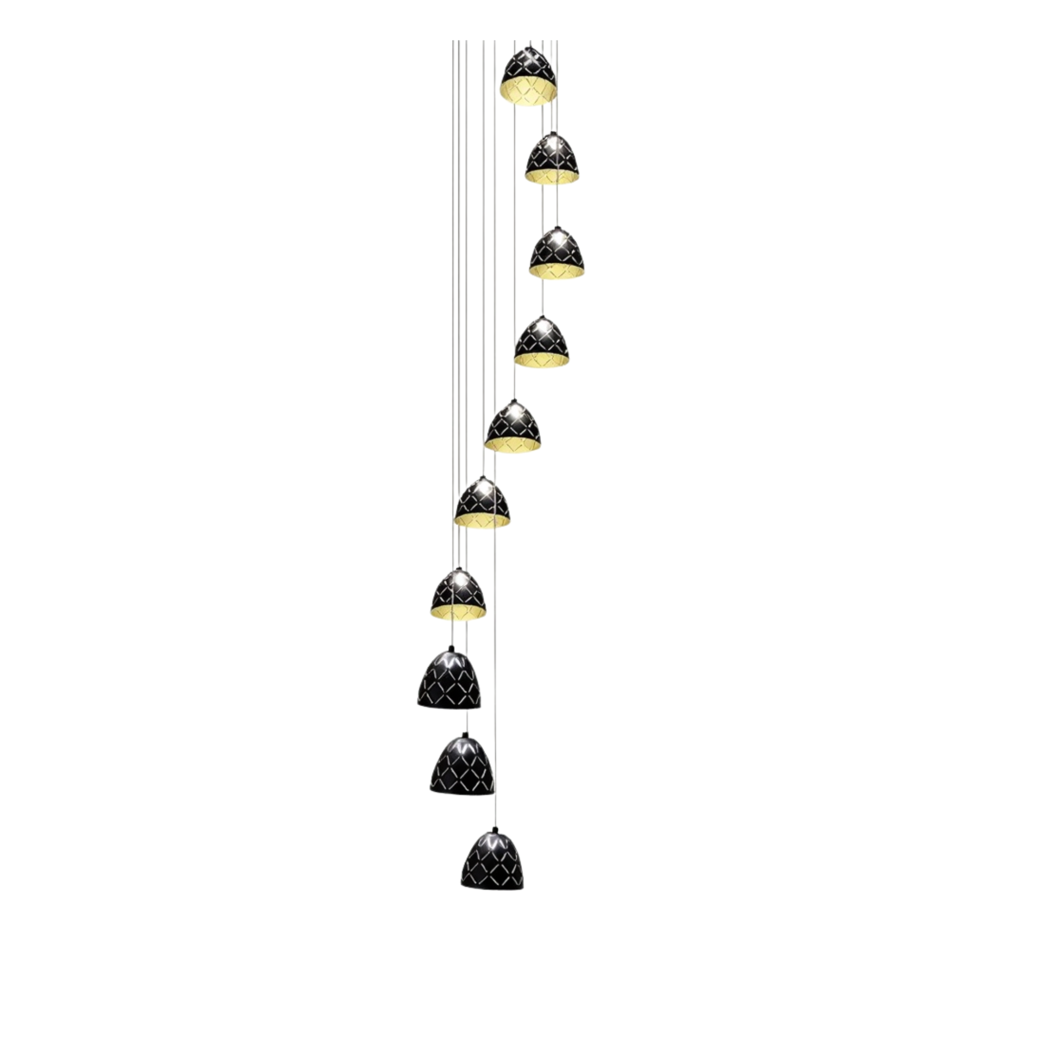 LED Chandeliers Black Staircase Metal Dimmable Remote Control Chandelier - Image 8