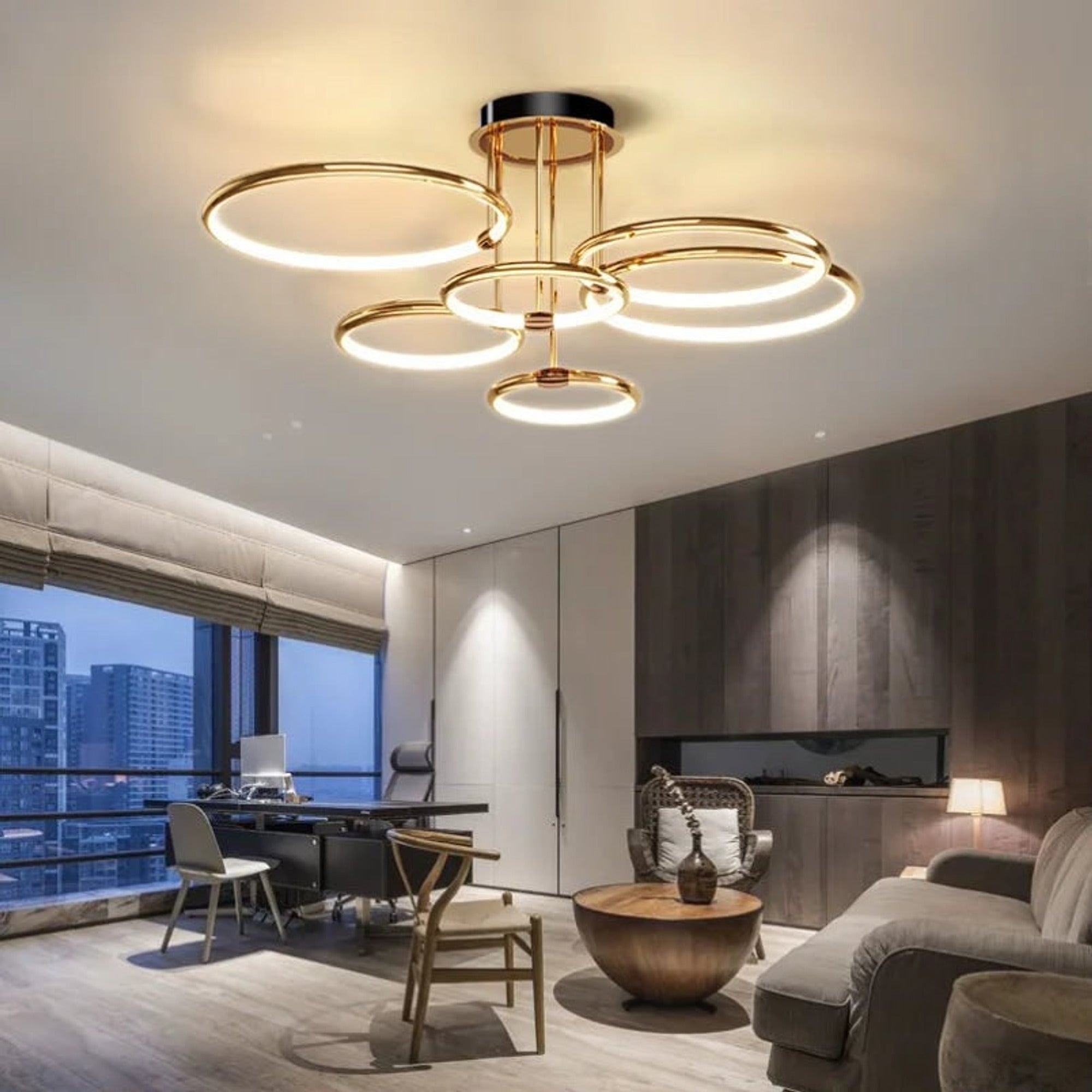 LED Chandeliers Ceiling Light Geometric Design Dimmable Modern Circular - Image 2