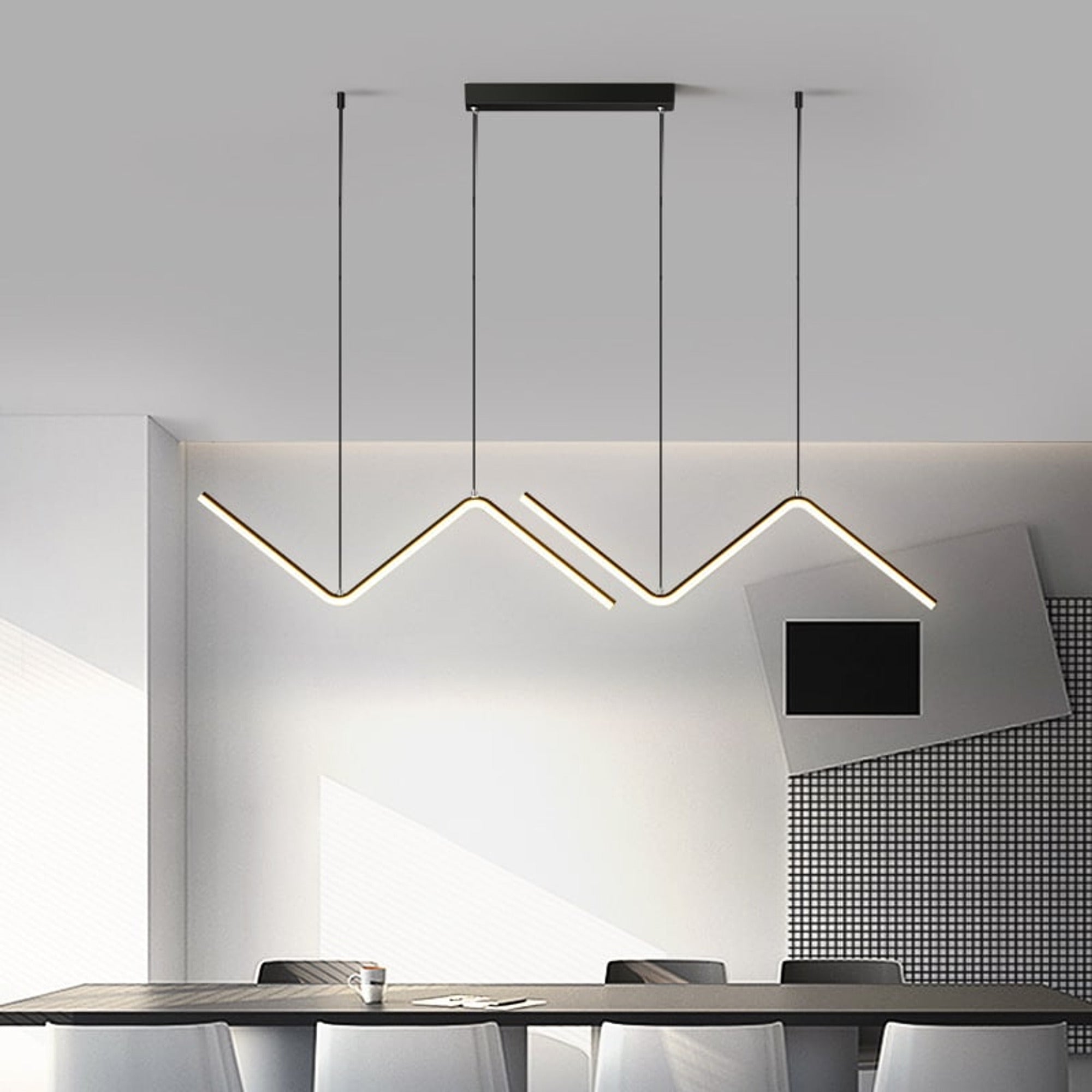 LED Chandeliers Contemporary Zigzag Design Adjustable Height Ceiling - Image 1