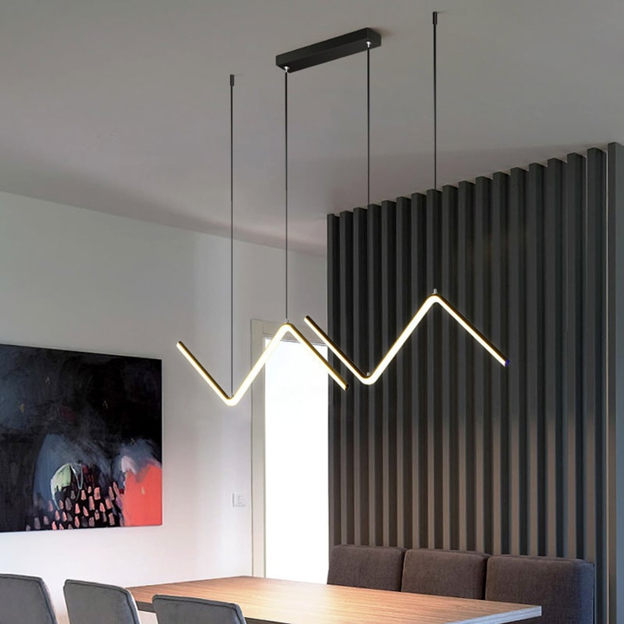 LED Chandeliers Contemporary Zigzag Design Adjustable Height Ceiling - Image 3