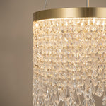 LED Chandeliers Crystal Drum Pendant Gold Finish Hand-Beaded - Image 5