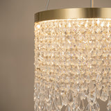 LED Chandeliers Crystal Drum Pendant Gold Finish Hand-Beaded - Image 5