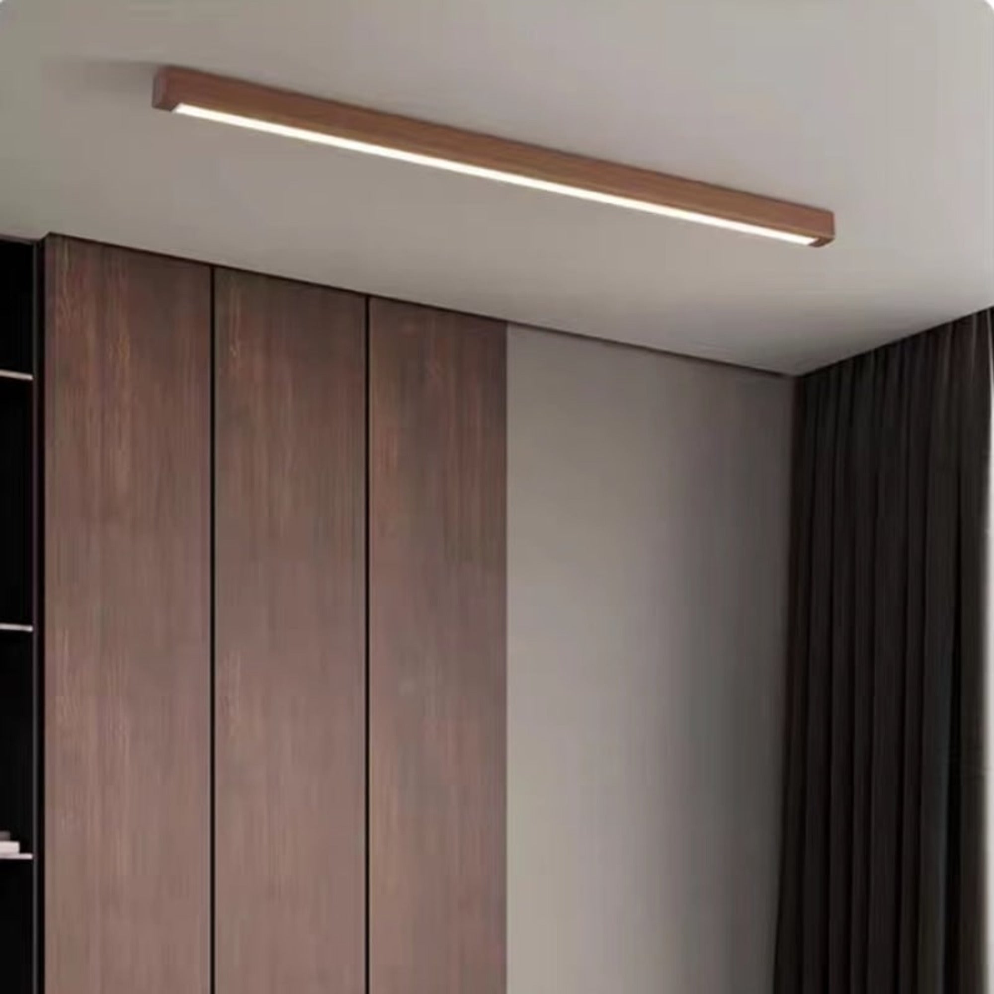 LED Chandeliers Linear Ceiling Light Wooden Design Acrylic Lampshade Modern - Image 5
