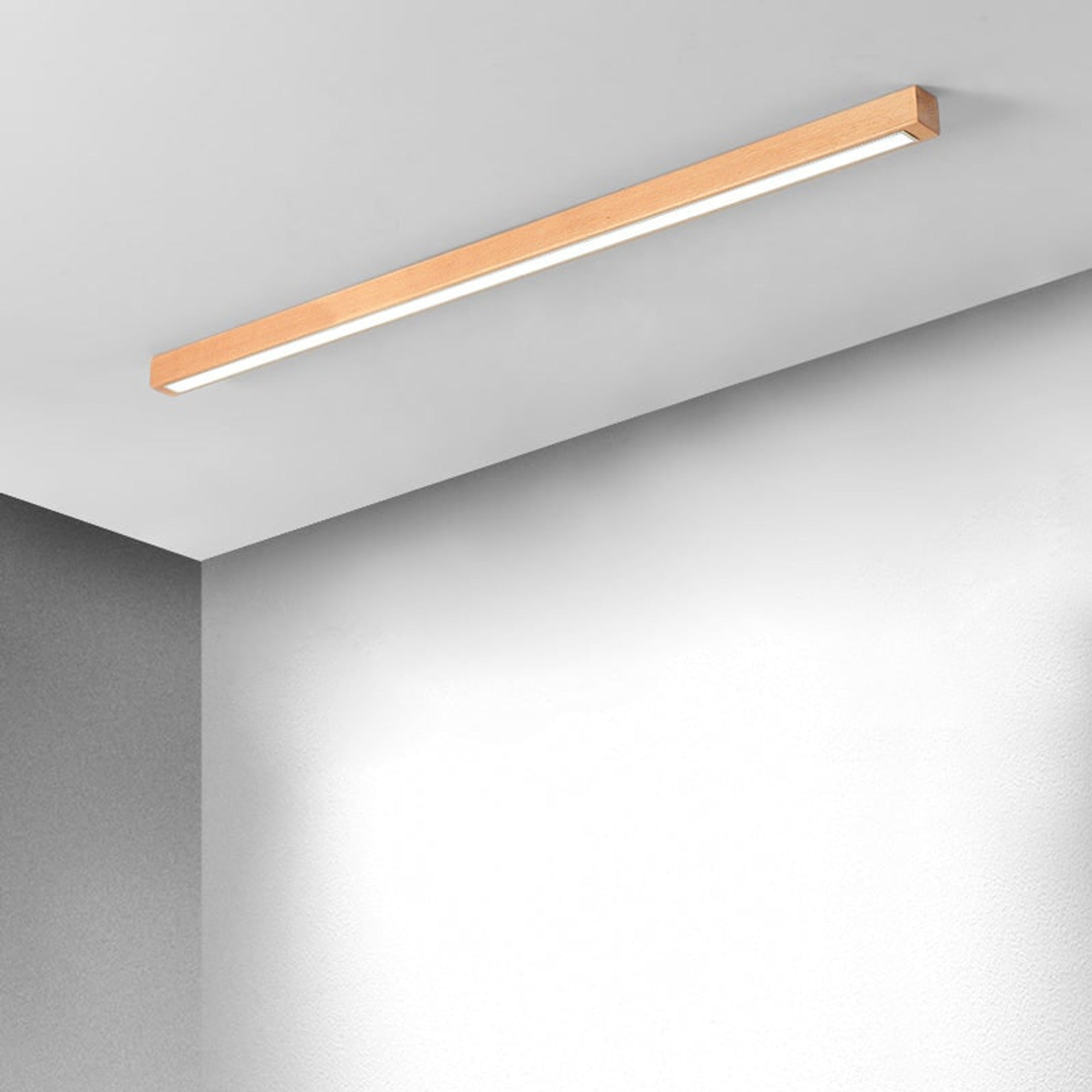 LED Chandeliers Linear Ceiling Light Wooden Design Acrylic Lampshade Modern - Image 2