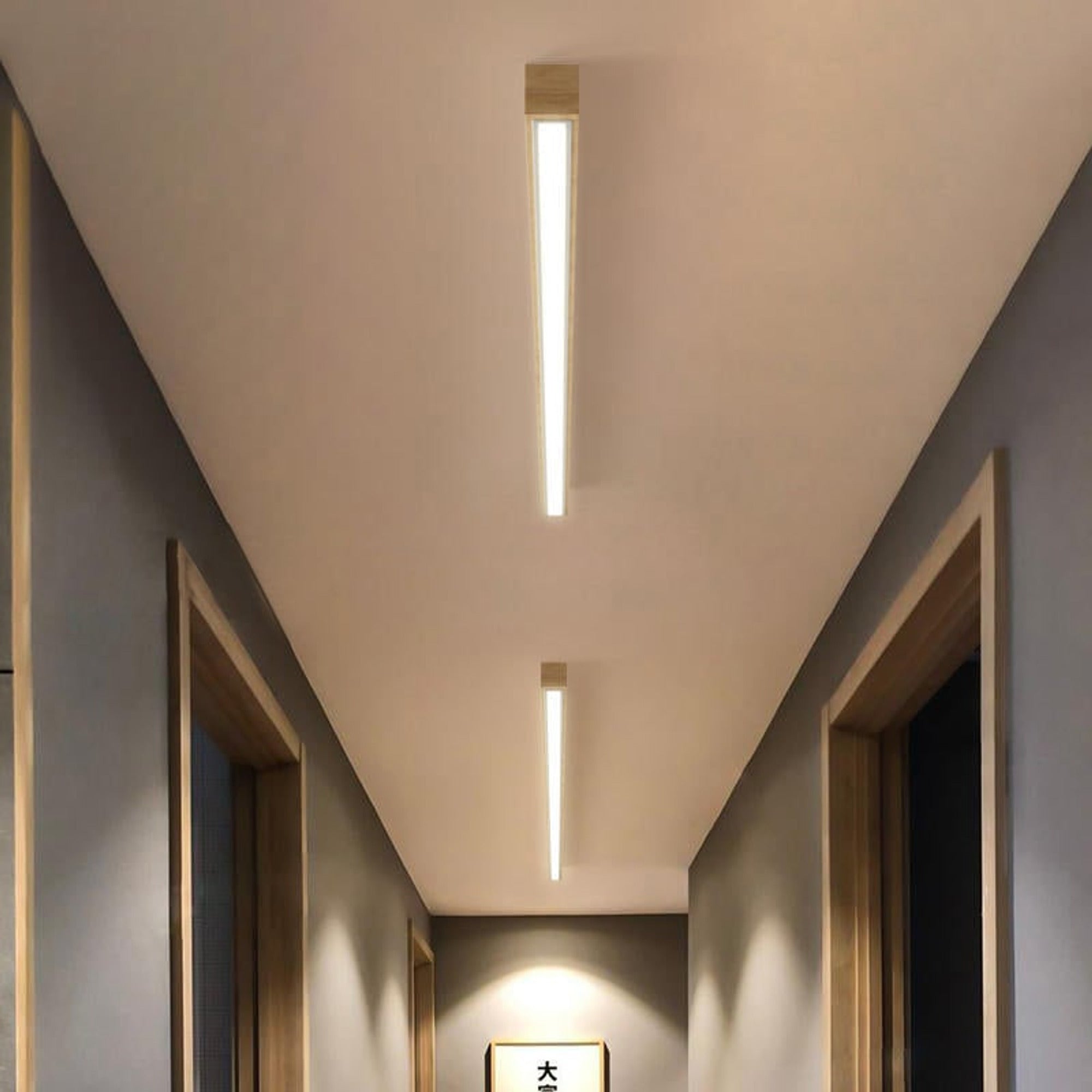 LED Chandeliers Linear Ceiling Light Wooden Design Acrylic Lampshade Modern - Image 8