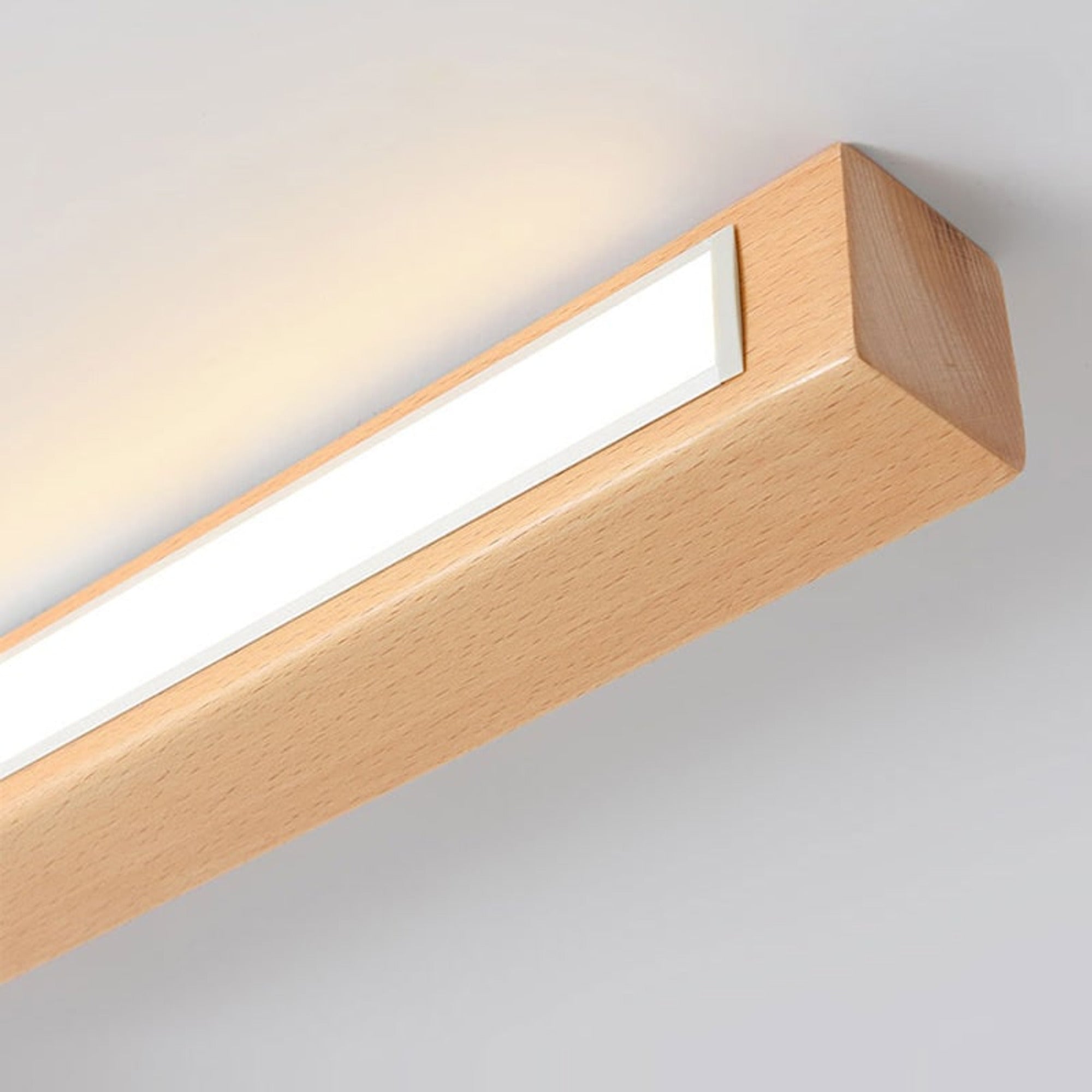 LED Chandeliers Linear Ceiling Light Wooden Design Acrylic Lampshade Modern - Image 12