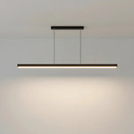 LED Chandeliers Linear Pendant Light Black Finish Walnut Wood Adjustable Dimmable Ceiling - Image 1