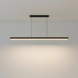 LED Chandeliers Linear Pendant Light Black Finish Walnut Wood Adjustable Dimmable Ceiling - Image 1