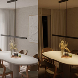 LED Chandeliers Linear Pendant Light Black Finish Walnut Wood Adjustable Dimmable Ceiling - Image 18