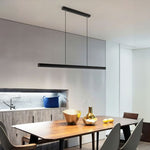 LED Chandeliers Linear Pendant Light Black Finish Walnut Wood Adjustable Dimmable Ceiling - Image 2