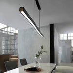 LED Chandeliers Linear Pendant Light Black Finish Walnut Wood Adjustable Dimmable Ceiling - Image 5