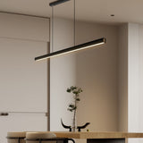 LED Chandeliers Linear Pendant Light Black Finish Walnut Wood Adjustable Dimmable Ceiling - Image 3