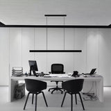 LED Chandeliers Linear Pendant Light Black Finish Walnut Wood Adjustable Dimmable Ceiling - Image 4