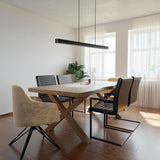 LED Chandeliers Linear Pendant Light Black Finish Walnut Wood Adjustable Dimmable Ceiling - Image 6