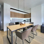 LED Chandeliers Linear Pendant Light Black Finish Walnut Wood Adjustable Dimmable Ceiling - Image 7