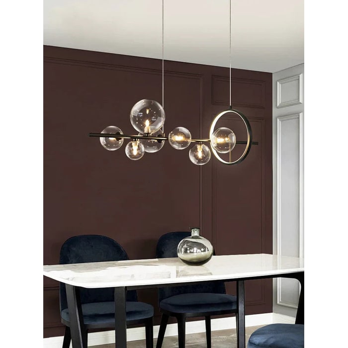 LED Chandeliers Linear Pendant Light Glass Spheres Black Ceiling - Image 13