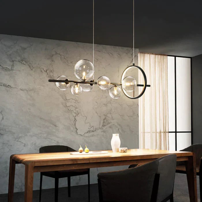 LED Chandeliers Linear Pendant Light Glass Spheres Black Ceiling - Image 14