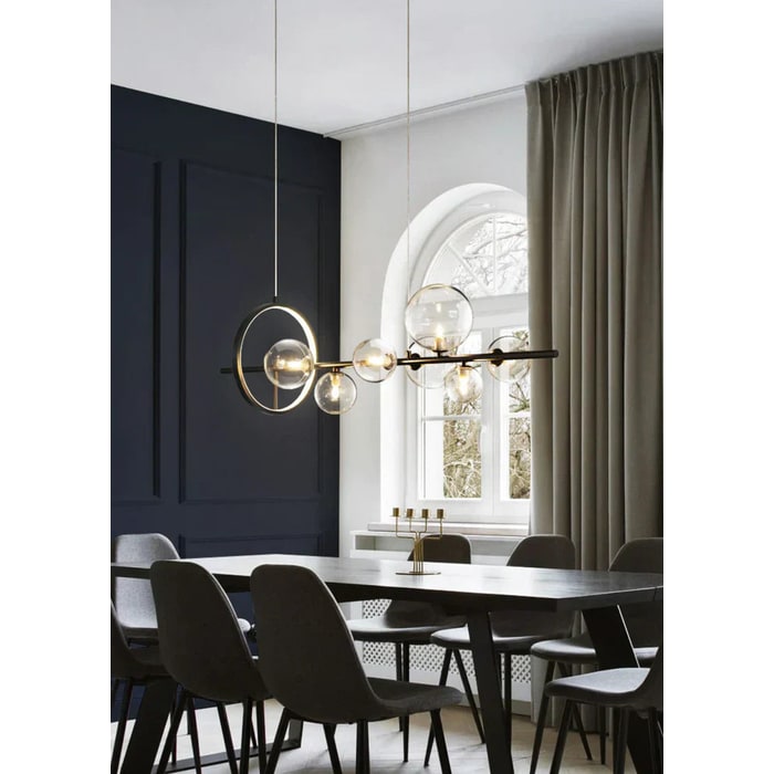 LED Chandeliers Linear Pendant Light Glass Spheres Black Ceiling - Image 15