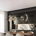 LED Chandeliers Linear Pendant Light Glass Spheres Black Ceiling - Image 2