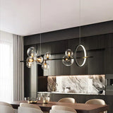 LED Chandeliers Linear Pendant Light Glass Spheres Black Ceiling - Image 2