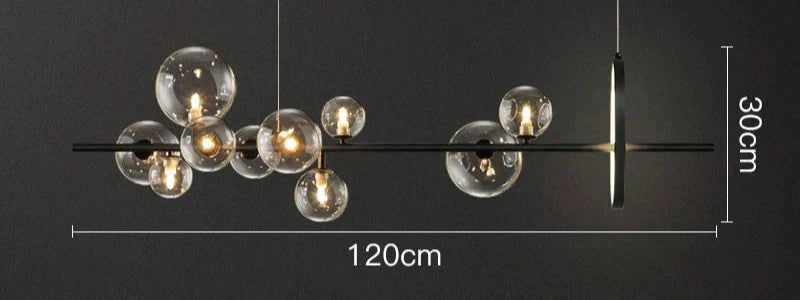 LED Chandeliers Linear Pendant Light Glass Spheres Black Ceiling - Image 3