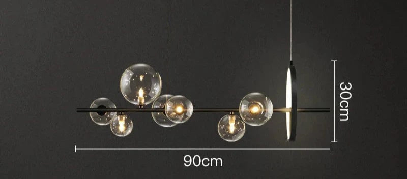 LED Chandeliers Linear Pendant Light Glass Spheres Black Ceiling - Image 4
