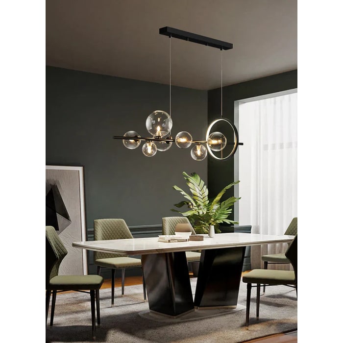 LED Chandeliers Linear Pendant Light Glass Spheres Black Ceiling - Image 6