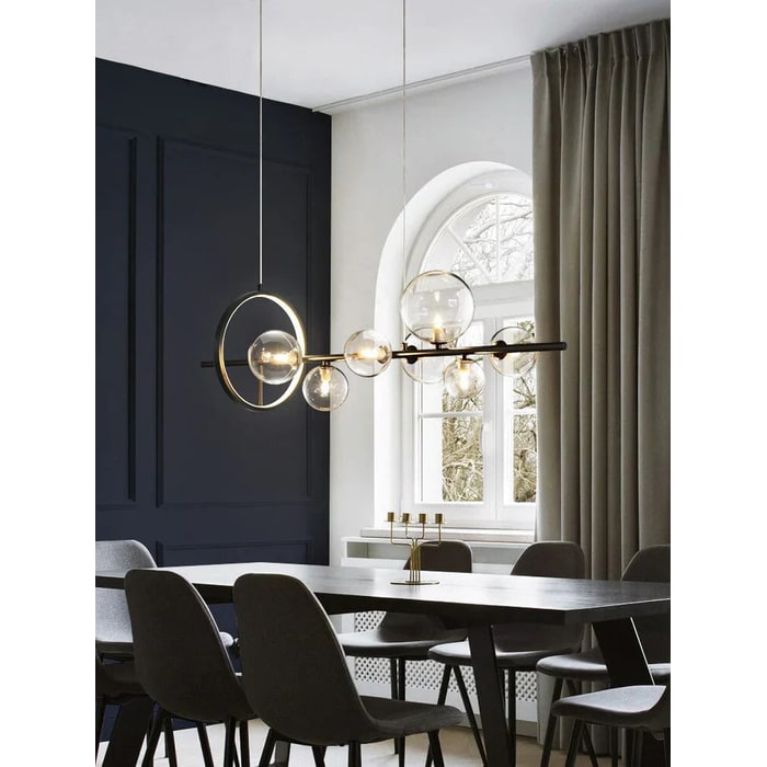 LED Chandeliers Linear Pendant Light Glass Spheres Black Ceiling - Image 7